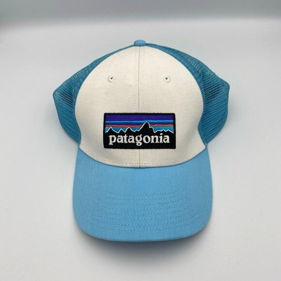 Patagonia Hat Cap Snap Back Trucker Mesh Adjustable Blue White Outdoor - Picture 1 of 5